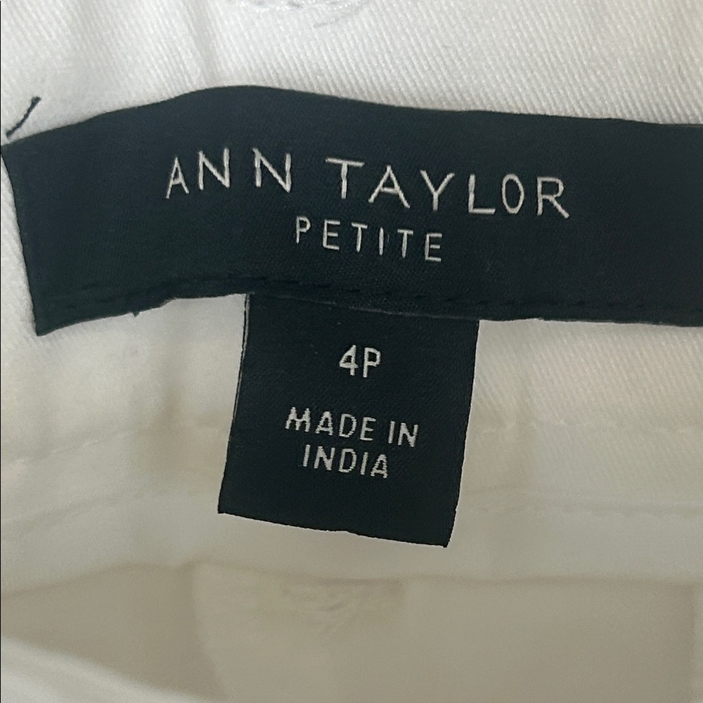 Ann Taylor Petite Cotton Crop Pant / White - Picture 3 of 9